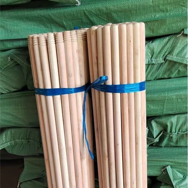 Neatly bundled finished broom wooden stick products in stock