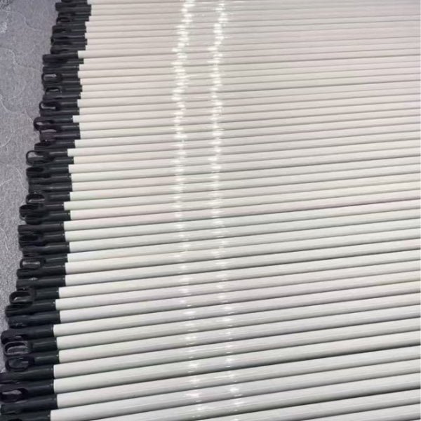 Custom white plastic broom handles manufactured by a professional customized plastic long handled sweeping broom factory