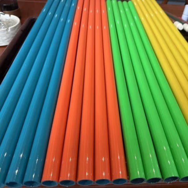 Custom plastic broom handles from a customized plastic long handled sweeping broom factory, available in various bright colors