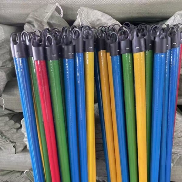 Wholesale bulk colorful wood broom handle sticks with black caps