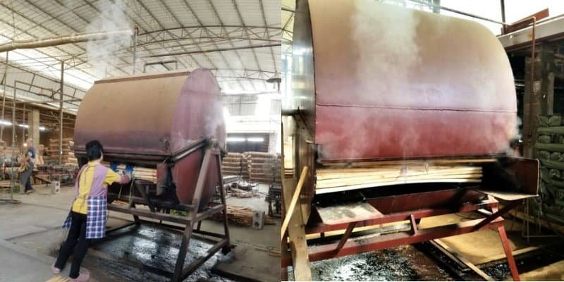 How Wooden Broom Handles Are Made: Raw Wood to Finished Goods 3 wooden broom handle production – steam drying and fumigation process to control moisture and prevent mold, complying with IPPC standards