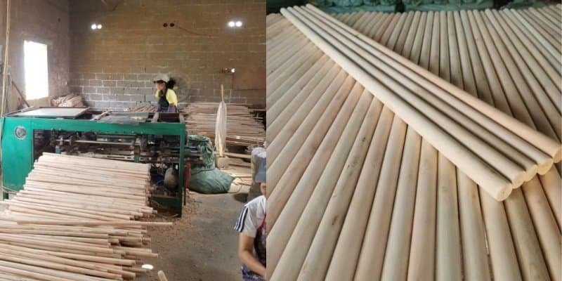 How Wooden Broom Handles Are Made: Raw Wood to Finished Goods 4 manufacturing process – wooden broom handle shaping and polishing to ensure smooth surface and consistent diameter for high-quality cleaning tools
