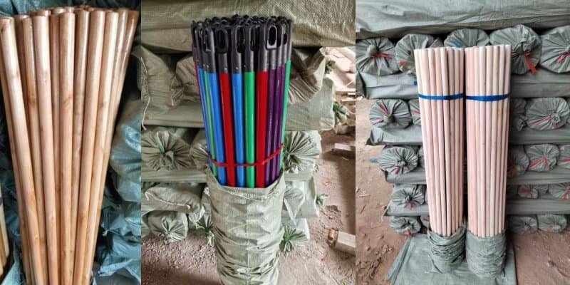 What wood is used for broom handles? 3 Custom OEM finished wooden broom handles for supermarket private label