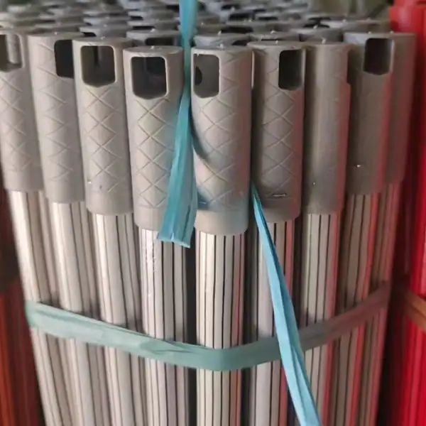 Silver PVC mop sticks with anti-slip plastic end caps from pvc mop stick suppliers, durable sticks for cleaning mop assembly