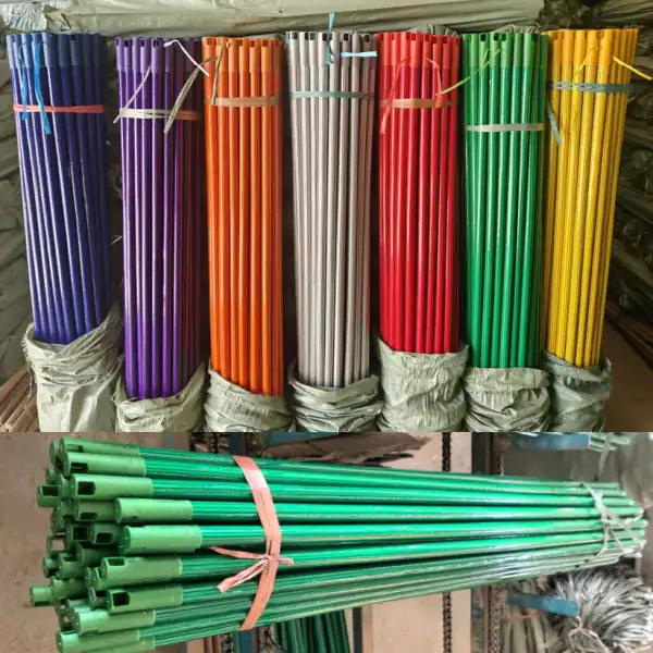 Production stock various colored PVC mop sticks from reliable pvc mop stick manufacturers