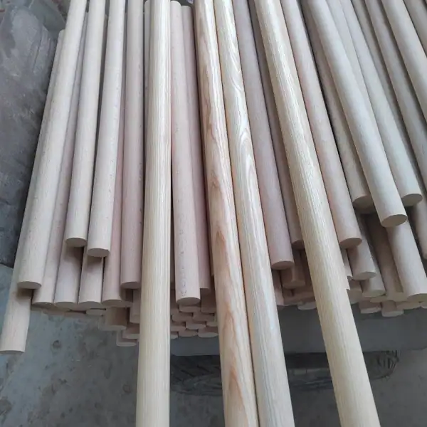 Export compliant preliminarily processed Manchurian ash wooden poles, bulk supply by China CNC machining wood handle suppliers