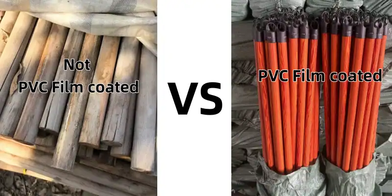 PVC Film Types for PVC Coated Wooden Broom Sticks | Guide 2 Comparison of uncoated wooden broom stick vs pvc coated broom stick moisture resistance