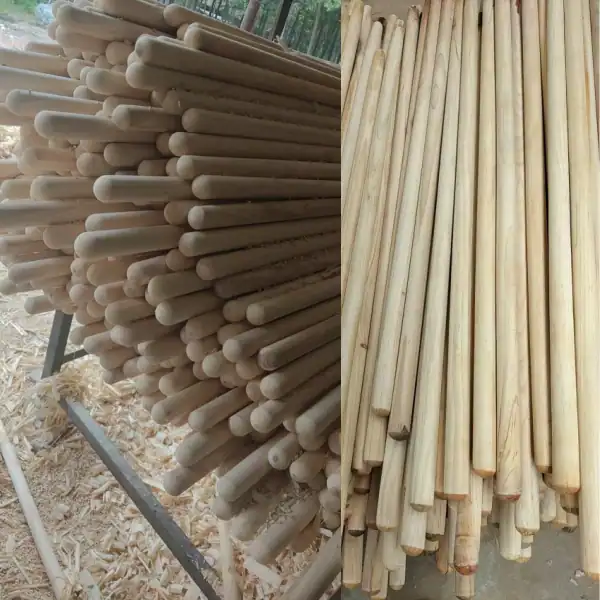 Fresh machined raw pine wooden tool handles at production workshop, China factory bulk supply for wooden tool handles suppliers uk garden tool stick wholesale