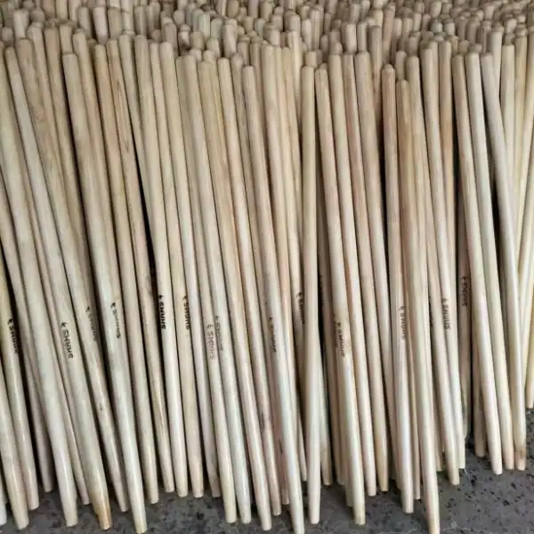 Large stock of branded laser‑printed pine wooden tool sticks from China factory, trusted wooden handle manufacturers uk for bulk garden tool handle wholesale
