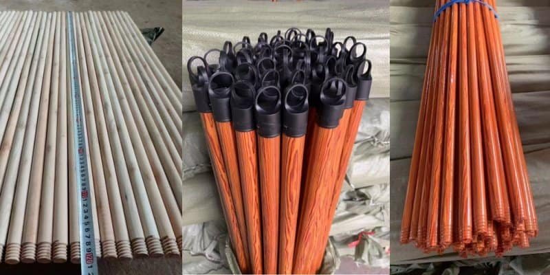What Wooden Broom Sticks Sell Well in Middle East Market? 3 120cm wooden broom sticks middle east italian thread 4.5cm black plastic cap dimensions