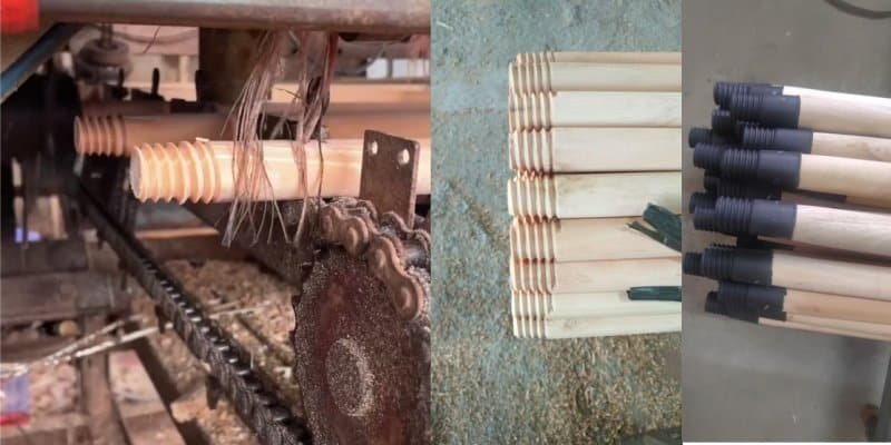 Key Points for Working With OEM Broom Handle Factories 3 Thread processing for broom handles by broom handle OEM ODM manufacturers,