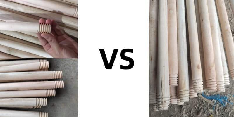 Wooden Broom Sticks: Quality Issues & Factory Solutions 4 Wooden broom stick factory solutions, comparison of intact qualified thread and stripped damaged thread on wooden broom sticks