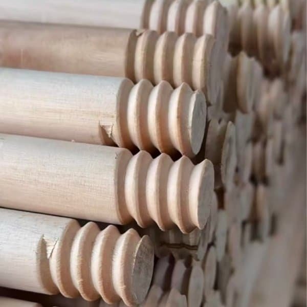 Close-up of thread details, mexican thread wooden broom stick suppliers provide natural eucalyptus broom handles with precise mexican thread for bulk wholesale