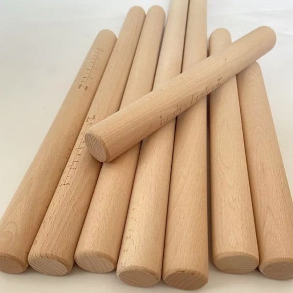 Precision laser engraved beech wood dowels made by cnc machining wood handle manufacturers, custom wooden handles with scale marking