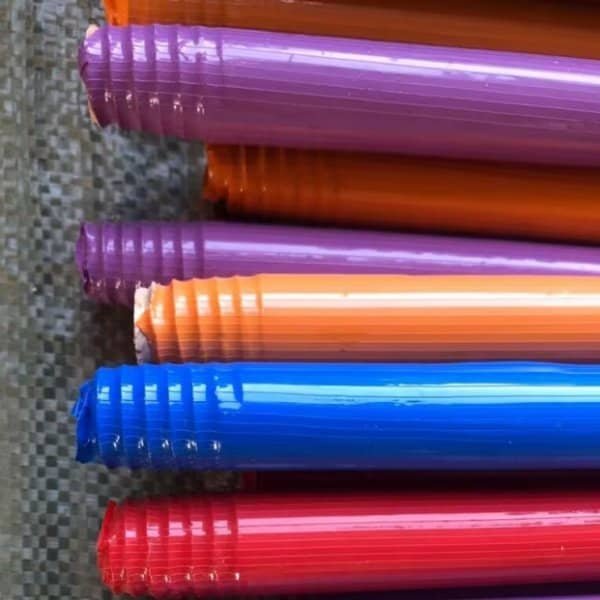 Ribbed PVC Coated Wooden Broom Stick Suppliers, multi-color wooden broom sticks with threaded ribbed pvc coating for various broom heads